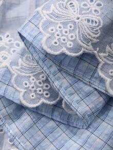 DAZY Baby Girl Round Neck Cap Sleeve Plaid Embroidered Ruffle Hem Cute Dress Toddler Girls Clothes - Yellow - View 8