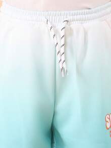 SUMWON 男童夏季渐变色T恤和短裤套装，棕榈树图案印花套装 - 綠色 - 查看 6