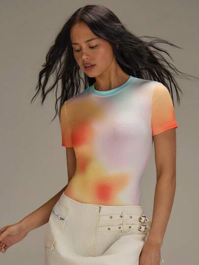 Athîral 女士印花扎染短袖休闲连体衣