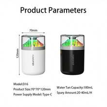 Crystal Mountain Mini Humidifier | 2-Speed Mist USB Humidifier | RGB Color Changing Night Light | Quiet 32dB Desktop Humidifier | Car & Home Dual-Use Air Diffuser - Multicolor - View 6
