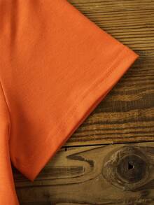 SHEIN Solid Split Hem Short Sleeve Tee Dress - Orange - View 3