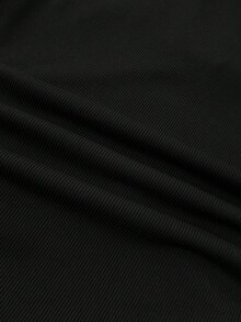 SHEIN Tween Girl Knit Casual Color Block Fitted Crop Top With Small Logo Embroidery, Tween Girl - Black and White - View 6