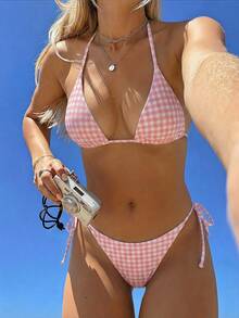 Swim Mod 2件套全新随机印花双面露背性感优雅度假比基尼套装，适合海滩、泳池派对 - 彩色 - 查看 2