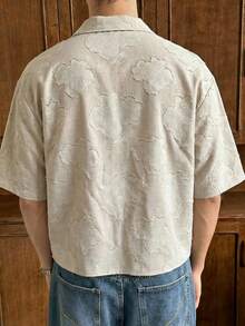 SWAVVY Men's Summer Casual Khaki Cutout Shirt - Khaki - View 5