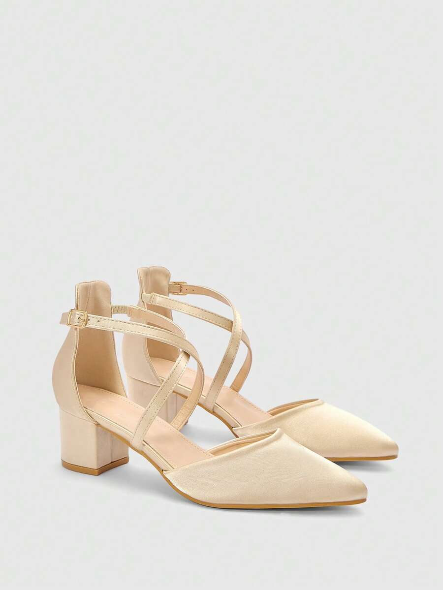 CUCCOO BIZCHIC Women's High Heel Pumps, Thick Heel Office/Commute Shoes - Apricot - View 1