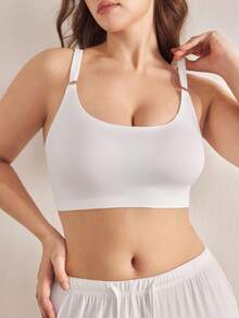 Ocili 1 pieza Sujetador inalámbrico sin costuras para talla grande - Blanco - Ver 5