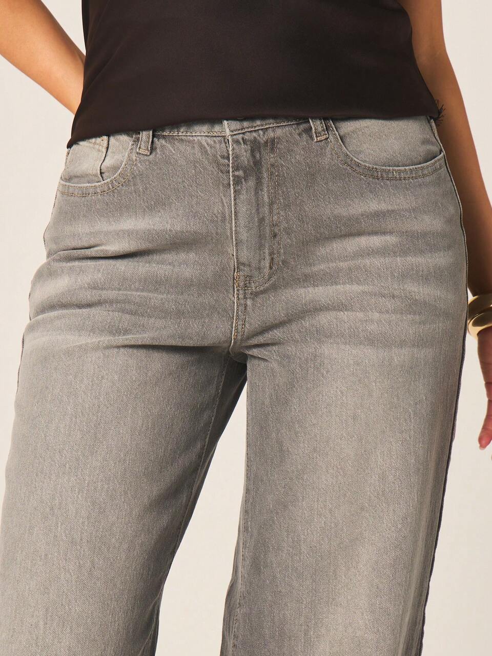 MISSGUIDED Jeans a gamba larga in denim lavato