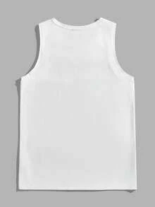 Manfinity RSRT Men's Casual Tropical Print Tank Top, Summer - White - View 4