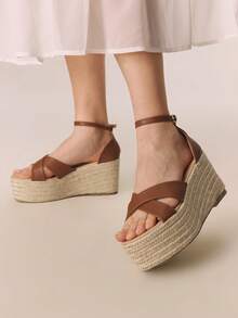 Styleloop 女士厚底坡跟凉鞋 - 棕色 - 查看 5