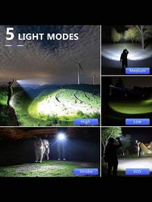 Poslani Flashlight High Lumens Rechargeable, 100000 Lumen Led Flashlights XHP70.2 USB Super Bright Flash Light Battery Powered, Powerful Handheld Flashlights For Emergencies Camping, IP67 Waterproof - upgraded version - View 2