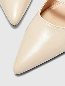 CUCCOO BIZCHIC Women's Shoes Beige Pointed Empty Thick Heel Sandals, Commuter Workplace Versatile Models - Apricot - View 5