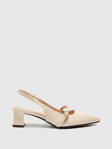 CUCCOO BIZCHIC Women's Shoes Beige Pointed Empty Thick Heel Sandals, Commuter Workplace Versatile Models - Apricot - View 1