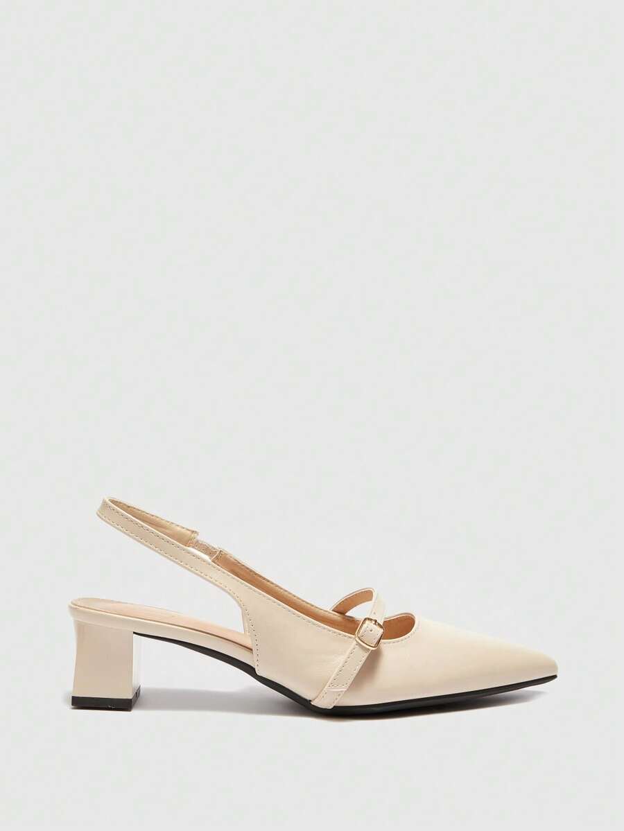 CUCCOO BIZCHIC Women's Shoes Beige Pointed Empty Thick Heel Sandals, Commuter Workplace Versatile Models - Apricot - View 1