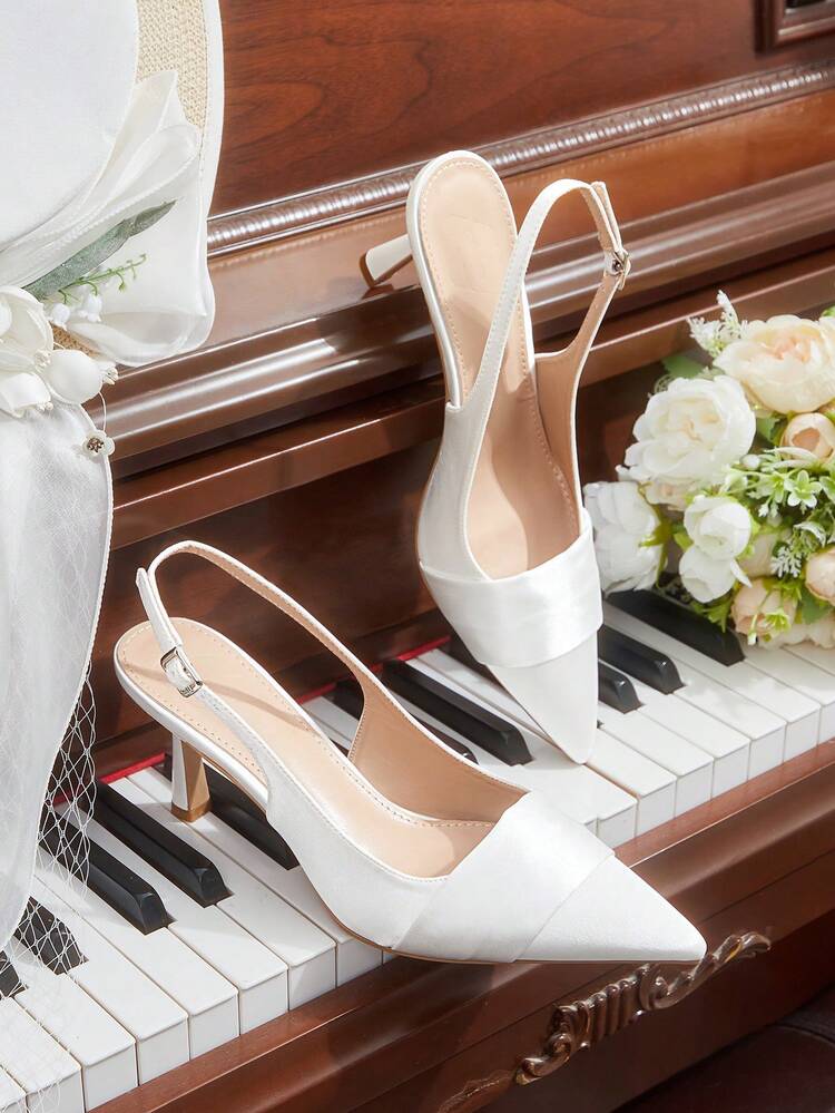 CUCCOO HITCHD Women's High-End Pointed Toe Buckle Design High Heel Shoes, Suitable For All Seasons Wedding Shoes Summer Shoes Bride Shoes