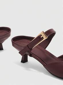 CUCCOO BIZCHIC Pointed Commuter Burgundy Kitten Shoes Ladies Versatile Daily Work High Heel Slippers Spring Shoes - Burgundy - View 5