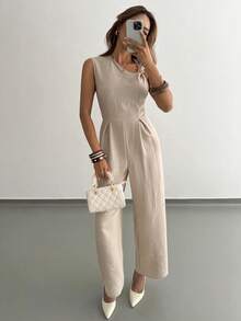 Rafferiza 新款无袖女士连体裤，春夏款 - 杏色 - 查看 6