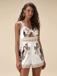 Travachic Ananasmönstrad rygglös linnesparkdräkt för kvinnor, semester - Multifärgad - Visa 4