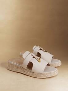 Women's New Straw Thick-Soled 5cm Sandals Are Fashionable And Versatile In Summer, And Slip-On Sandals Are Worn Outside. Summer Shoes - Apricot - View 3