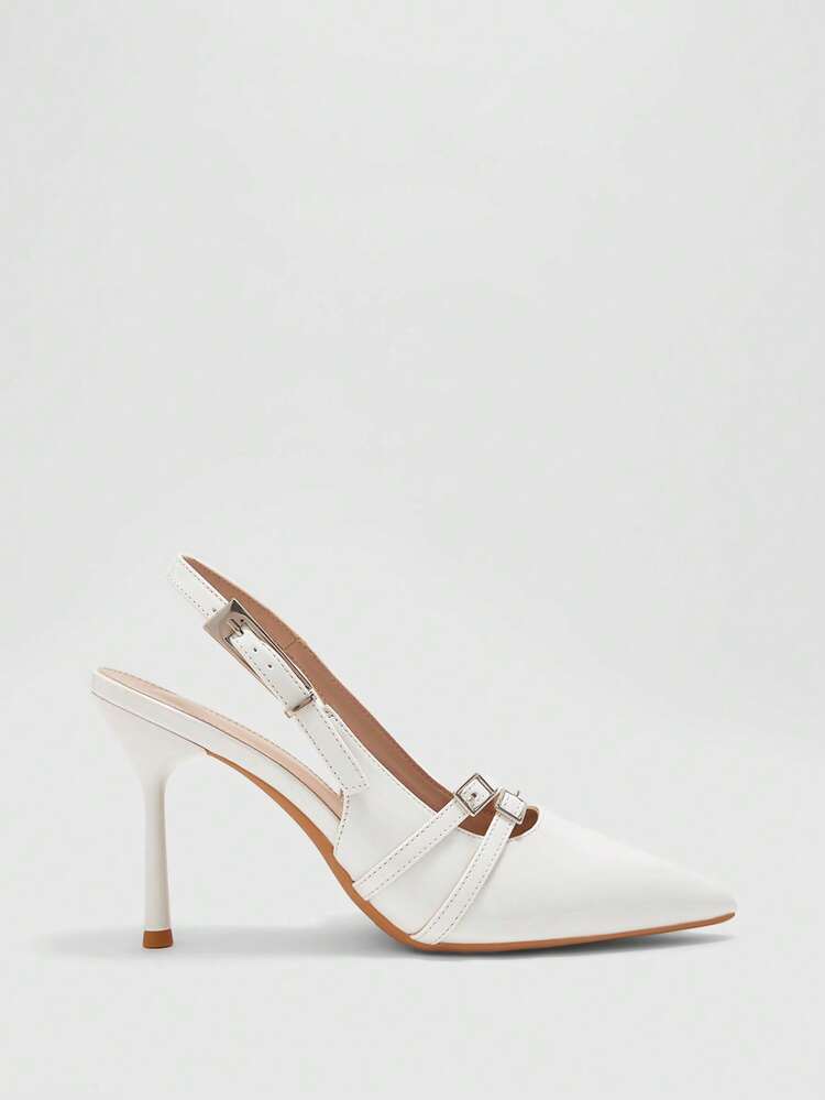 CUCCOO BIZCHIC French Metal Buckle Temperament High-Heeled Sandals, Multi-Metal Buckle Belt Decoration To Enhance The Sense Of Design, Suitable For Daily Commuting Of Women In The Workplace, But Also Suitable For Business Negotiations, Small Parties And Other Semi-Formal Settings Spring Shoes