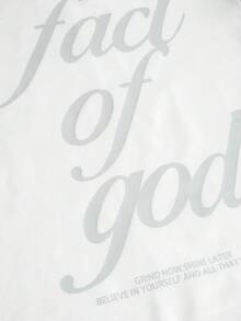 PAVTROS 男士休闲时尚街头标语刺绣印花宽松长袖T恤，适合春秋季日常通勤。 - 白色 - 查看 5