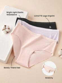 LUVLETTE 3条装纯棉Logo中腰三角裤女士内裤套装 - 彩色 - 查看 3
