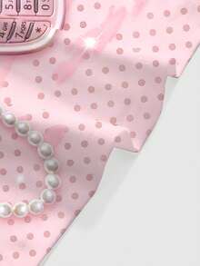 ROMWE Grunge Punk 可爱卡哇伊Y2K泰迪熊波点针织印花露脐上衣（女款） - 粉色 - 查看 3