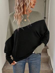 Easowa 双色蝙蝠袖卫衣 毕业典礼、返校服装、毕业典礼、女士教师服装、秋冬返校 - 軍綠色 - 查看 7