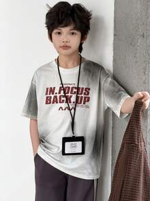 DAZY 男童休闲扎染字母印花圆领短袖T恤，夏季 - 白色 - 查看 6