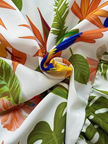 Ceyna Plus Size Women's Sleeveless Square Neck Tropical Parrot Print Dress, Elegant & Casual Vacation Dress Women Vacation Dress Women Sundress Women's Summer Dresses Women's Summer Outfits Women Sun Dress Women Casual Dresses Women's Spring Dress Casual Summer Dresses For Women Tropical Print Maxi Dress Resort Wear Women Vacation Dress Bird Print Dress - Multicolor - View 8