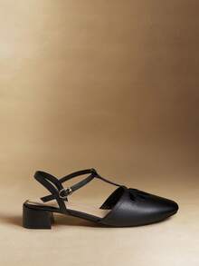 Rosivie French Retro Thick Heel Hollow Closed Toe Sandals Women's Summer Buckle Strap Middle Heel Square Toe Roman Shoes - Black - View 2