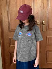 Dazy Kids Tween Girls' Casual Letter Print Short Sleeve T-Shirt, Summer - Dark Grey - View 5