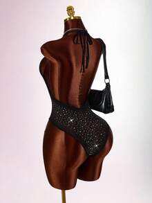 Amplova Women's Fashionable Sexy Backless Sleeveless Bodysuit - Black - View 2