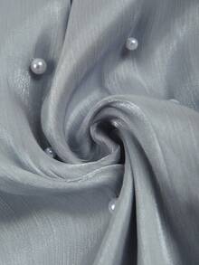 GlowEve 女士圆领泡泡袖珍珠装饰休闲衬衫 - 藍色 - 查看 4