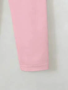 SHEIN 两件套女童套装，可爱简约印花圆领短袖T恤上衣搭配粉色打底裤，适合春夏外出穿着。 - 彩色 - 查看 4