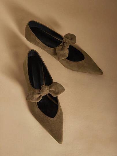 Rosivie Ballet Lace-Up Straps Pointed Kitten Heel Stiletto High Heels Shoes Leather Shoes