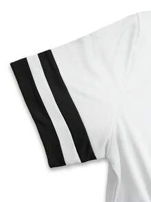 SHEIN 女士大码T恤/独角兽图案刺绣/刺绣工艺/刺绣款式和时尚T恤/女士超宽松休闲撞色大码圆领T恤上衣/春夏 - 彩色 - 查看 4