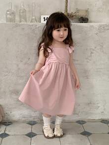 Dazy Kids 女婴/幼儿圆领荷叶边清新派对/生日连衣裙 - 粉色 - 查看 5