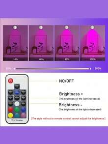1 pieza Foco controlado por control remoto, luz decorativa de pared con control táctil, RGB de 7 colores con capacidad de atenuación, iluminación nocturna, adecuado para arte de pared y decoración de árboles, luz recargable. - 7 Colors RGB - Ver 6