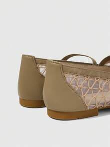 Sleekvia Giày búp bê đế bằng kiểu Mary Jane cổ điển dành cho nữ - Màu be - Xem 9