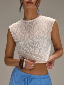 Athîral 女士休闲度假蝙蝠袖刺绣提花薄纱衬衫 - 白色 - 查看 1