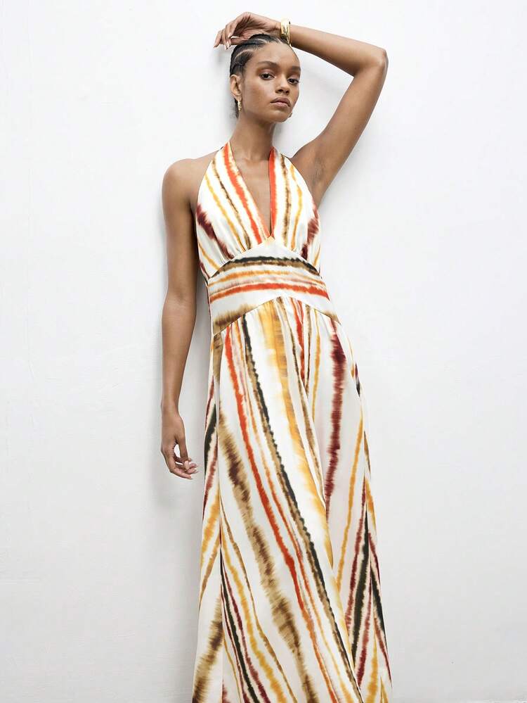 SHEIN Maija MAIJA Summer Wrap Floral Print Tie Waist Sleeveless Maxi Dress