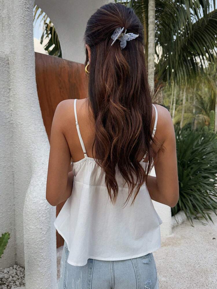 Contrast Color Bow Tie Decor Slip Camisole Casual Summer Vacation Women Tank Top