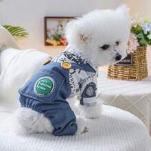 PETSIN 1pc Pet Clothes, Stylish And Fashionable Four-Legged Romper, Spring And Autumn Fake Two-Piece Jumpsuit - Multicolor - View 22
