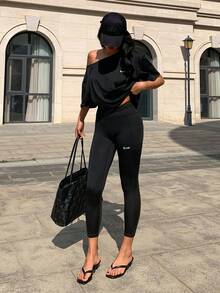 Fluxe Women's Asymmetric Waistband Casual Fitness Sports Pants,Summer Clothes,Summer Outfits For Women,Spring Clothing,Spring Outfit Women,Easter Outfit Women,Party Outfit,Vacation Outfits Women,Holiday Outfits For Women,Beach Vacation Outfits For Women,Women's Sportswear,Workout Sets For Women,Work Outfits For Women,Office Wear For Women,Black Pants,Sweatpants - Black - View 6