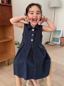 DAZY Toddler Girls' Denim Sleeveless Denim Dress, Summer - Blue - View 9