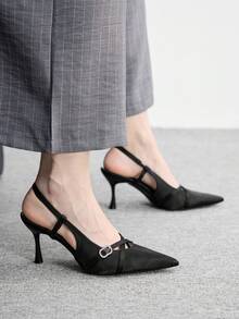 CUCCOO BIZCHIC Women's Pointed Toe Buckle Design Fashionable High Heels For Daily Wear - Black - View 5
