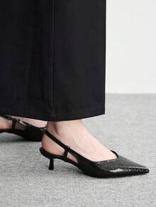 CUCCOO BIZCHIC New Autumn Pointed Toe High Heel Textured Decor Versatile Women Pumps Spring Shoes - Black - View 5