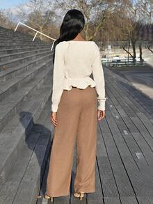 Mima John Women's Elegant Office Wear Trousers, New Autumn/Winter Design - Brown - View 2