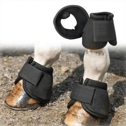 （成对出售）专业尼龙马靴，黑色马靴，防止过度受伤，易于穿脱和保养