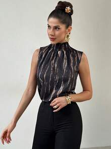 Firerie Women's Elegant Dignified Minimalist Commuter Metal Art Graffiti Sleeveless Top - Multicolor - View 3